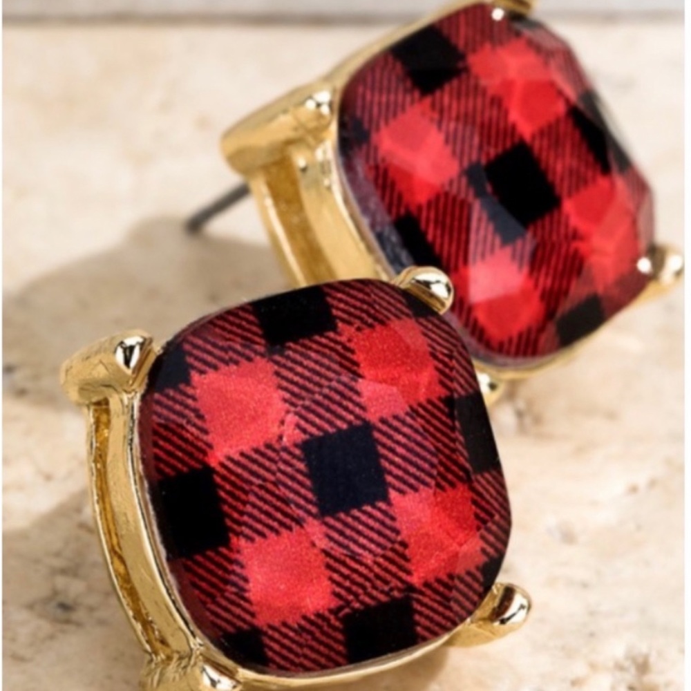 💝💝Host Pick💝💝 Red Buffalo Plaid Print Earrings